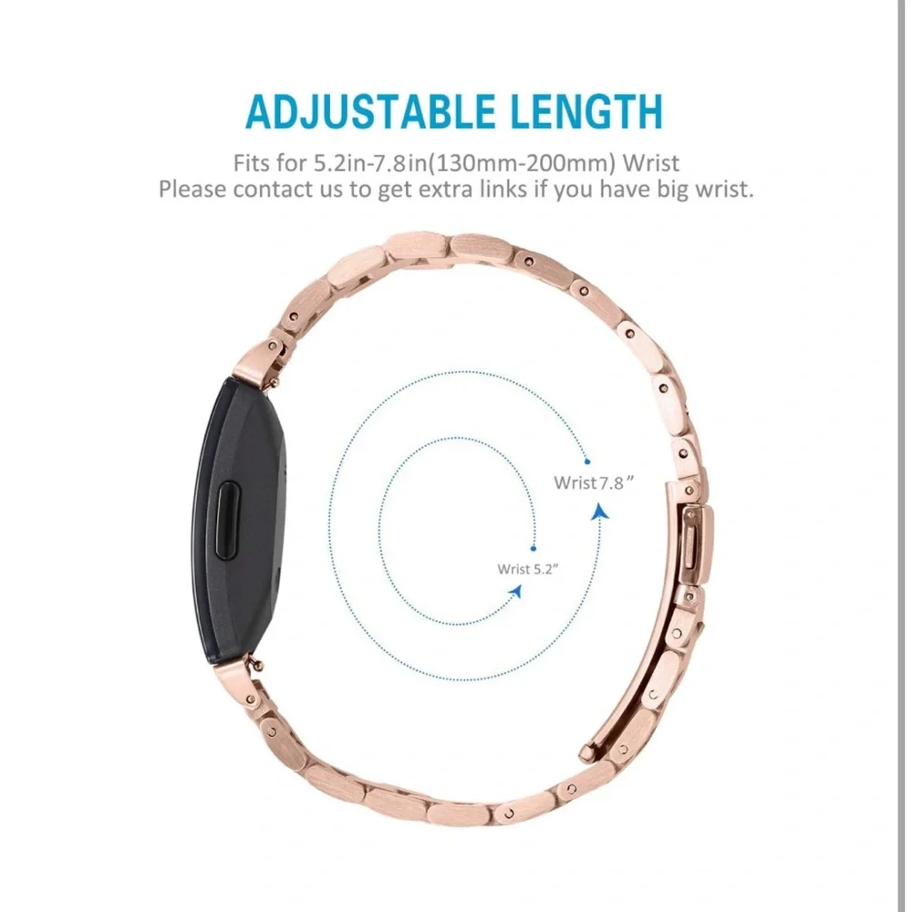New! Rose Gold Stainless Steel Smartwatch Band for Fitness Tracker